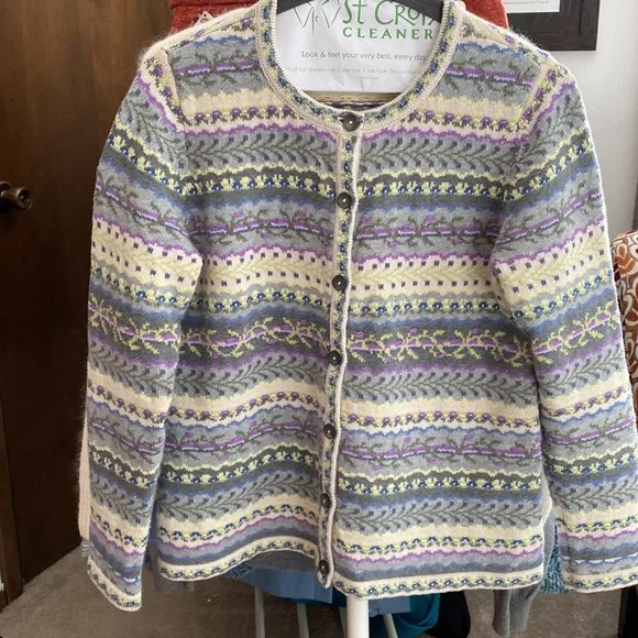 VINTAGE APPLESEEDS 100% cotton knit cardigan sweater. Size US petites small (SP) - Picture 4 of 10